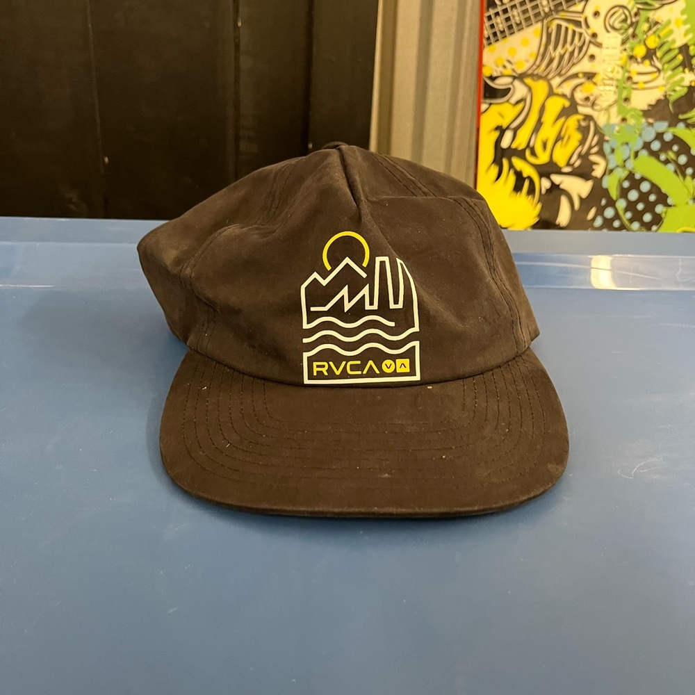RVCA Black Hat with Yellow Design